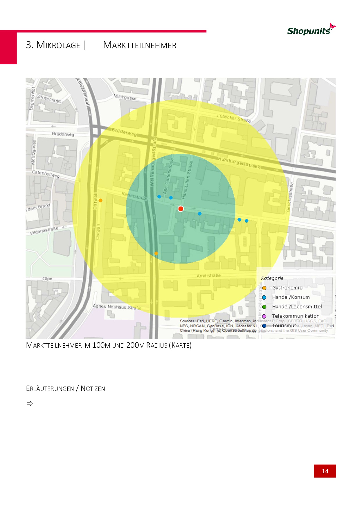 Go*Local - Online-Analysen für Markt, Standort und Wettbewerb, hier: Marktteilnehmer im 100m-200m Radius