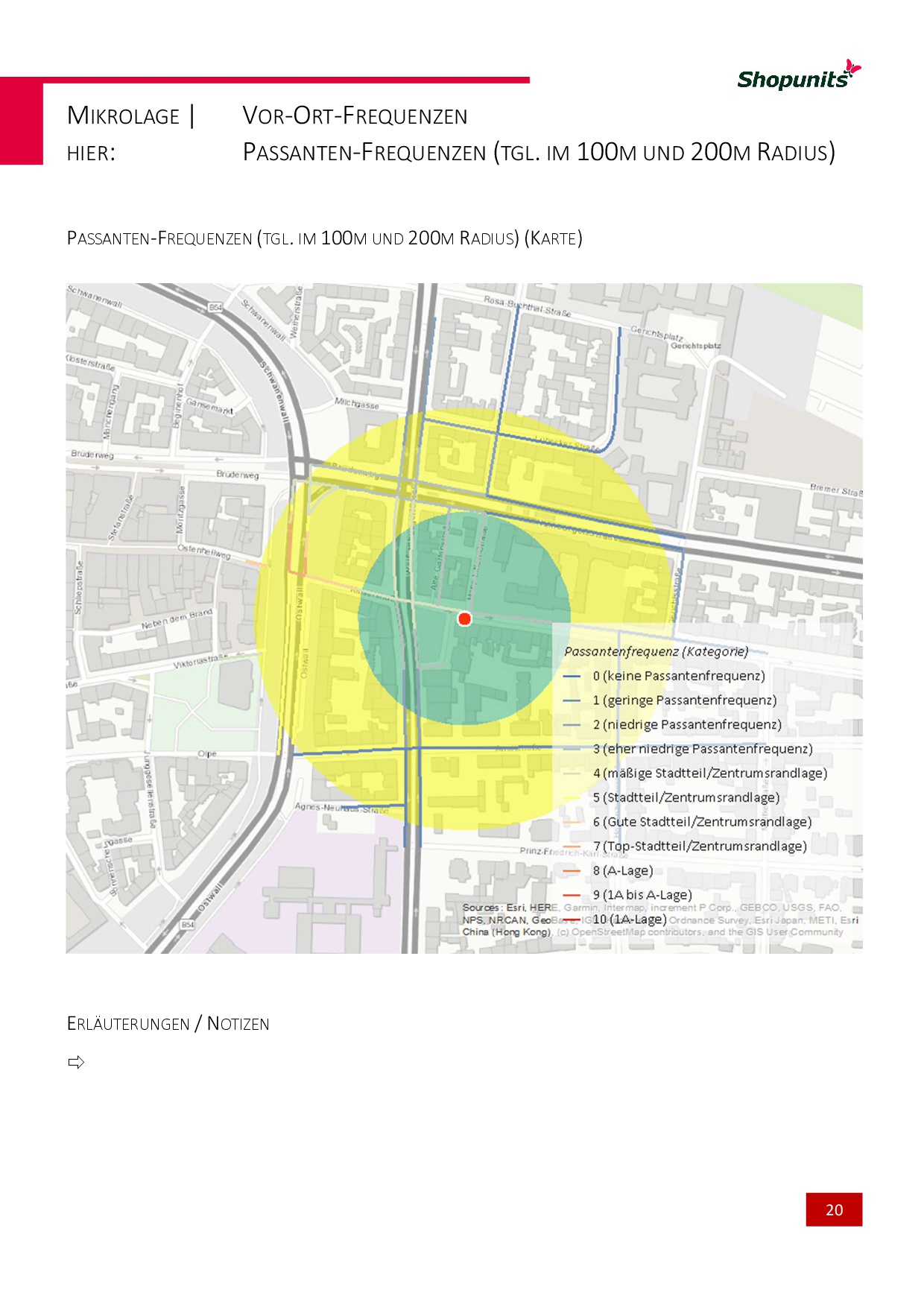 Go*Local - Online-Analysen für Markt, Standort und Wettbewerb, hier: Passanten-Frequenzen (tgl. im 100m - 200m Radius)