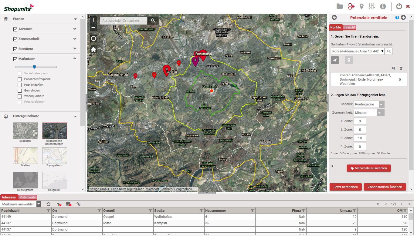 Go*Local - Online-Analysen für Markt, Standort und Wettbewerb, hier: Wettbewerbsanalyse einer Filiale anhand des Einzugsgebietes