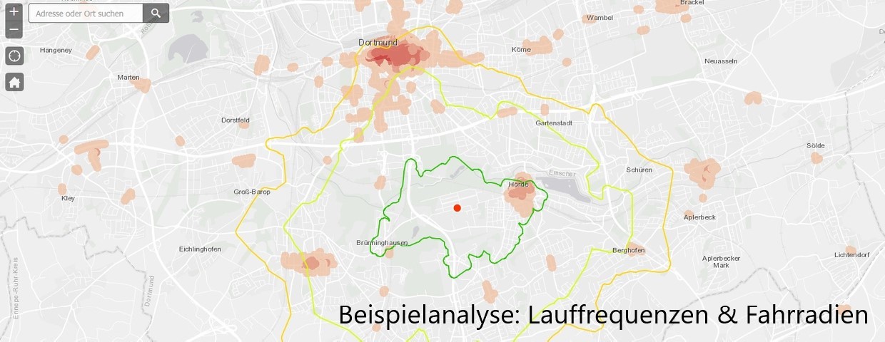 Standort- und Marktanalysen – Hier Lauffrequenzen und Fahrradien