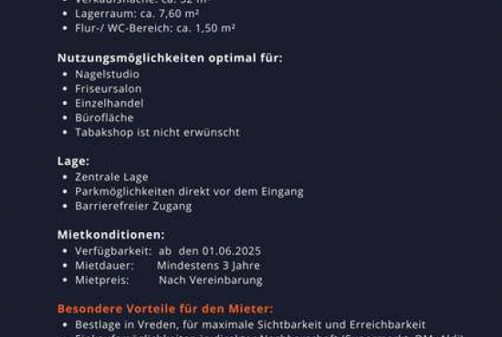 Vreden Wüllener Straße, Ladenlokal, Gastronomie mieten oder kaufen