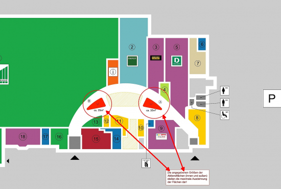 Einkaufszentrum ✩ Marktkauf-Center Wismar, Lage der Sonderflächen