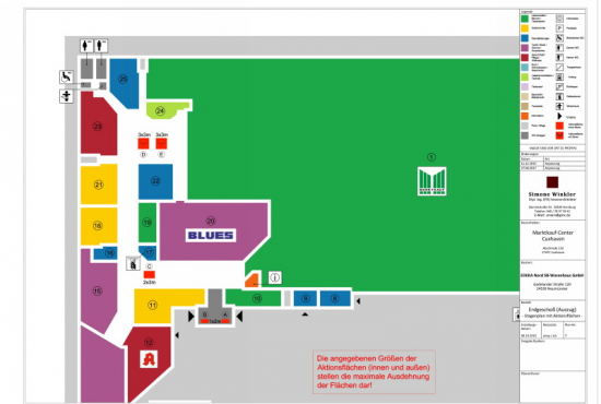 Einkaufszentrum ✩ Marktkauf-Center Cuxhaven, Lageplan der Pop-Up Flächen, OG