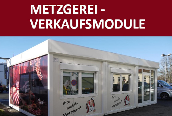 Metzgerei Verkaufsmodul (Metzgereicontainer) - Vermietung - Vorderansicht