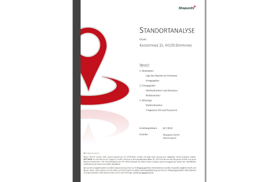 Standortanalyse für einen Musterstandort (hier: Lage des Objektes im Großraum), erstellt mit Go*Local durch SHOPUNITS.DE