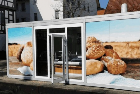 Bäckerei Verkaufsmodul (Backcontainer) - Vermietung - Vorderansicht