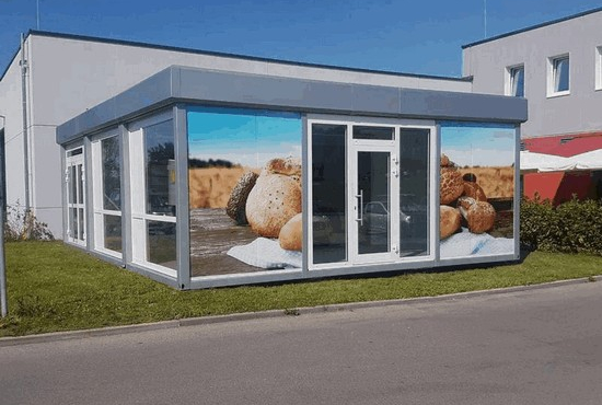 Bäckerei Verkaufsmodul (Backcontainer) - Vermietung - Vorderansicht