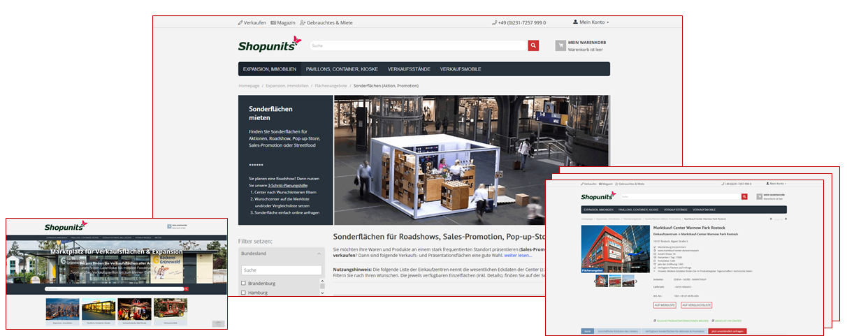 Flächenmanagement - Frontend und Landingpages